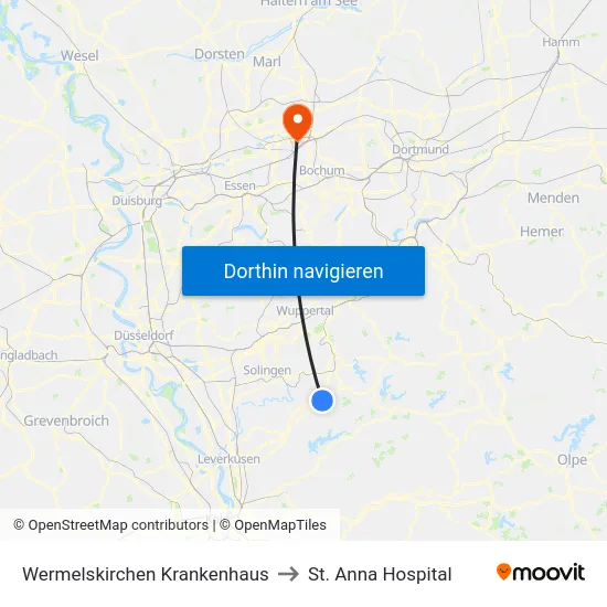 Wermelskirchen Krankenhaus to St. Anna Hospital map
