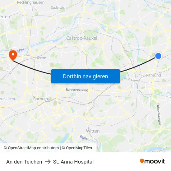 An den Teichen to St. Anna Hospital map