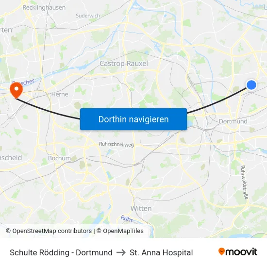 Schulte Rödding - Dortmund to St. Anna Hospital map