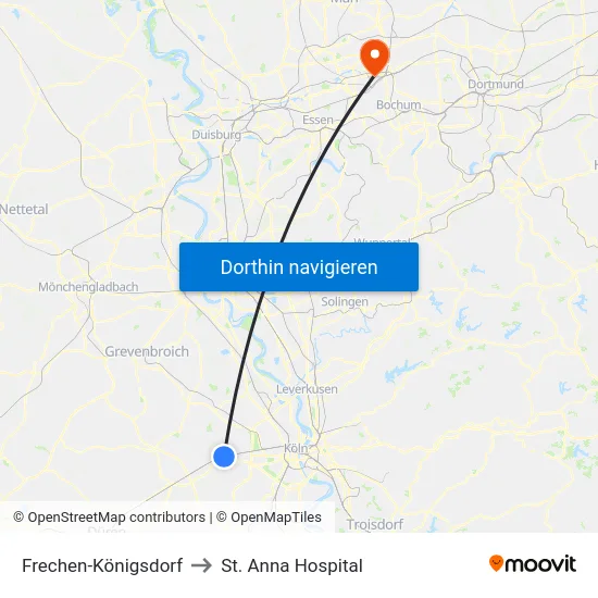 Frechen-Königsdorf to St. Anna Hospital map