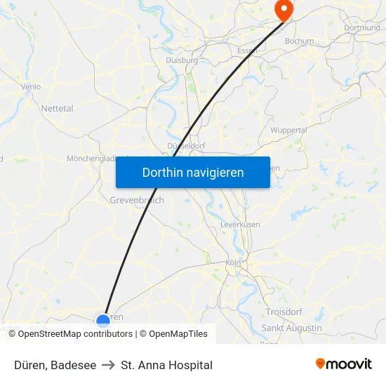 Düren, Badesee to St. Anna Hospital map