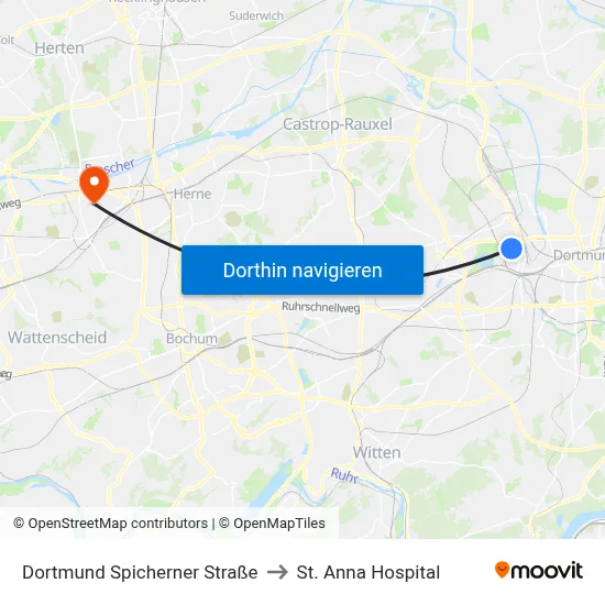 Dortmund Spicherner Straße to St. Anna Hospital map