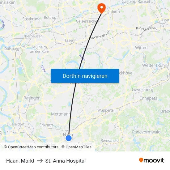 Haan, Markt to St. Anna Hospital map