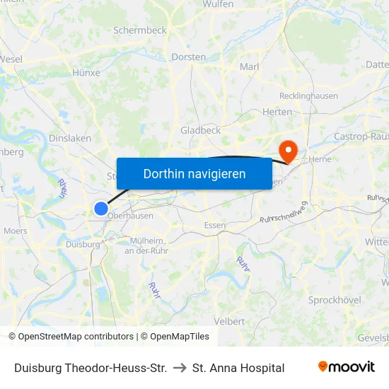 Duisburg Theodor-Heuss-Str. to St. Anna Hospital map