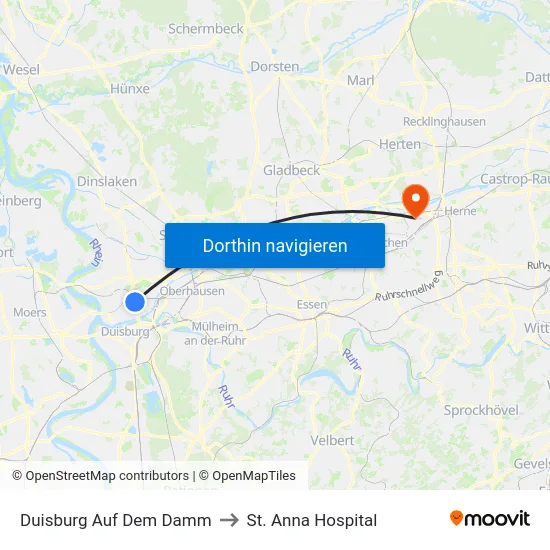 Duisburg  Auf Dem Damm to St. Anna Hospital map