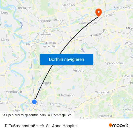 D-Tußmannstraße to St. Anna Hospital map
