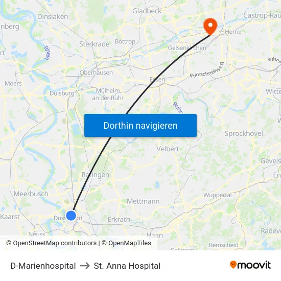 D-Marienhospital to St. Anna Hospital map