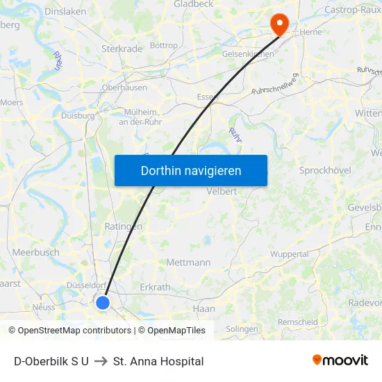 D-Oberbilk S U to St. Anna Hospital map