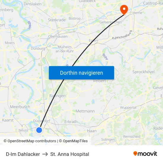 D-Im Dahlacker to St. Anna Hospital map