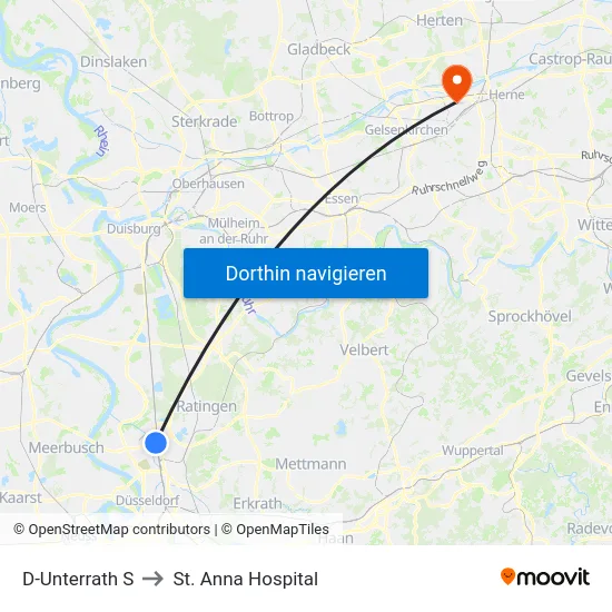 D-Unterrath S to St. Anna Hospital map