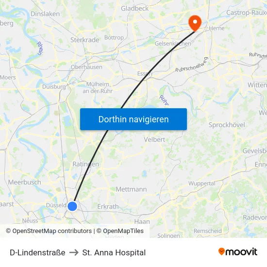 D-Lindenstraße to St. Anna Hospital map