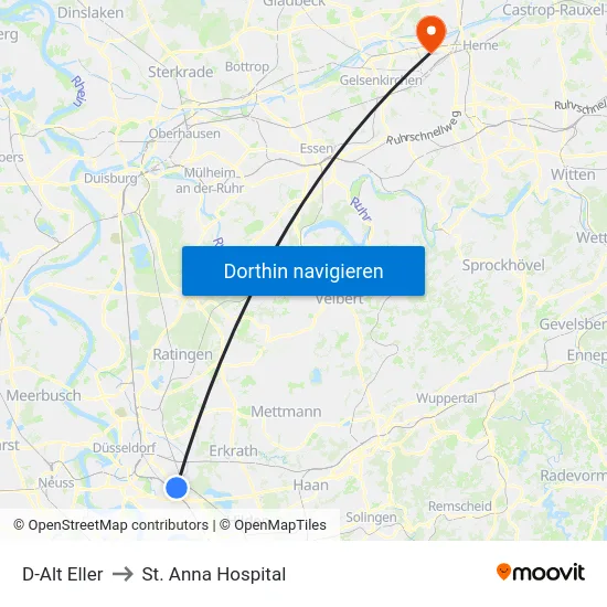 D-Alt Eller to St. Anna Hospital map