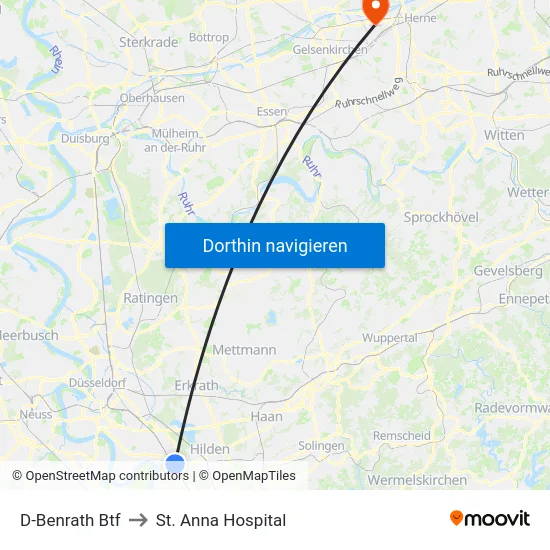 D-Benrath Btf to St. Anna Hospital map