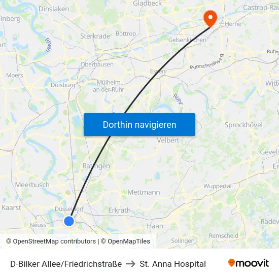 D-Bilker Allee/Friedrichstraße to St. Anna Hospital map