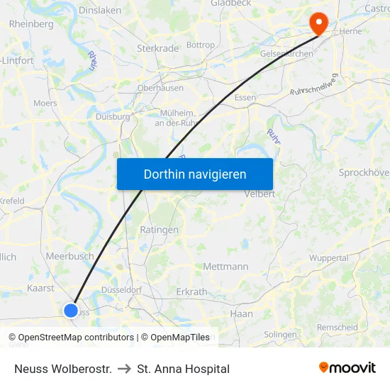 Neuss Wolberostr. to St. Anna Hospital map