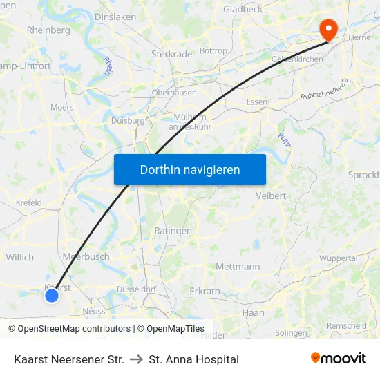 Kaarst Neersener Str. to St. Anna Hospital map