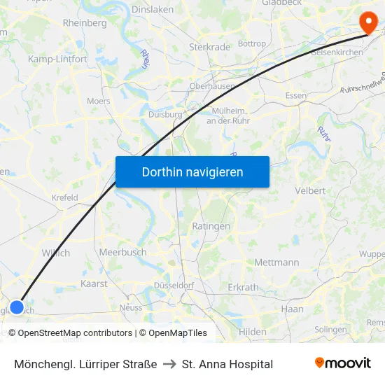 Mönchengl. Lürriper Straße to St. Anna Hospital map