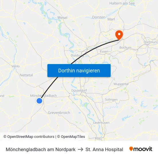 Mönchengladbach am Nordpark to St. Anna Hospital map