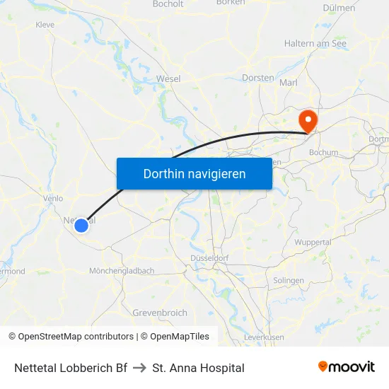 Nettetal Lobberich Bf to St. Anna Hospital map