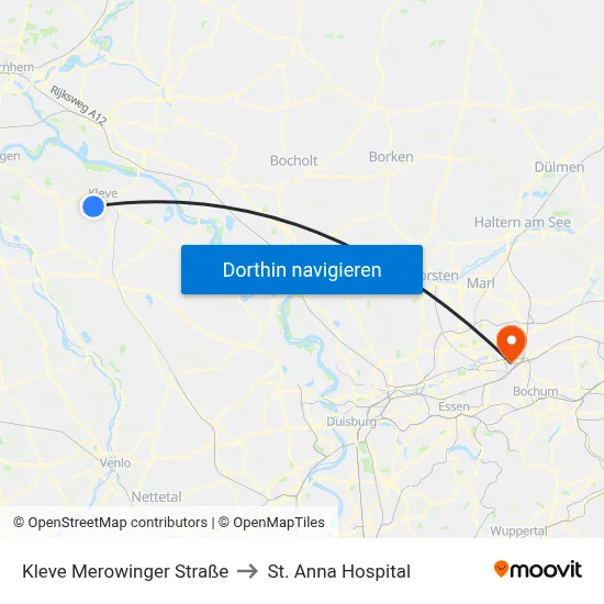 Kleve Merowinger Straße to St. Anna Hospital map