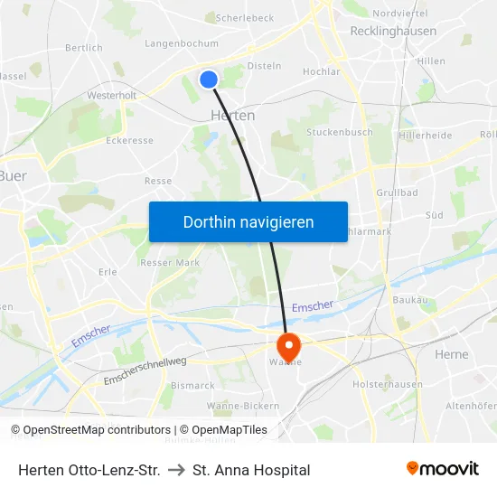 Herten Otto-Lenz-Str. to St. Anna Hospital map