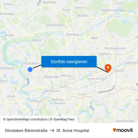 Dinslaken Bärenstraße to St. Anna Hospital map