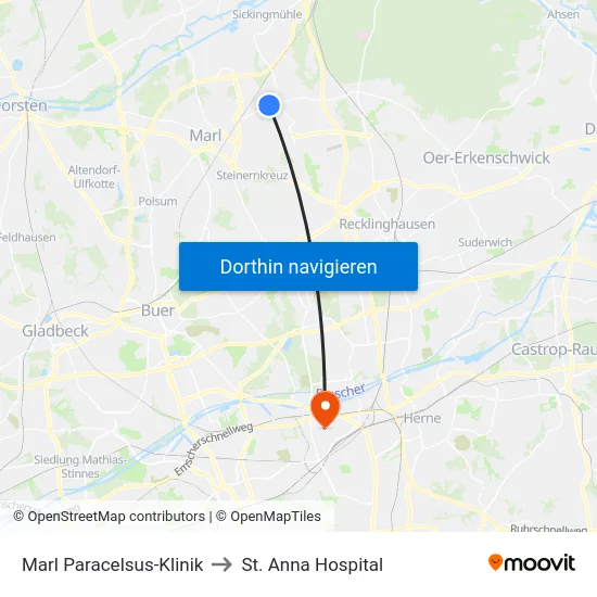 Marl Paracelsus-Klinik to St. Anna Hospital map