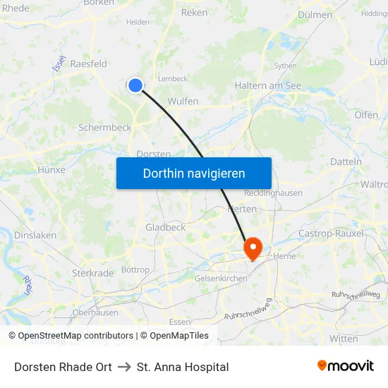 Dorsten Rhade Ort to St. Anna Hospital map