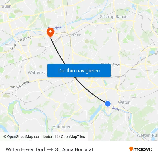 Witten Heven Dorf to St. Anna Hospital map