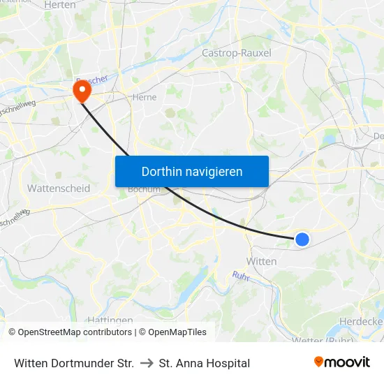 Witten Dortmunder Str. to St. Anna Hospital map