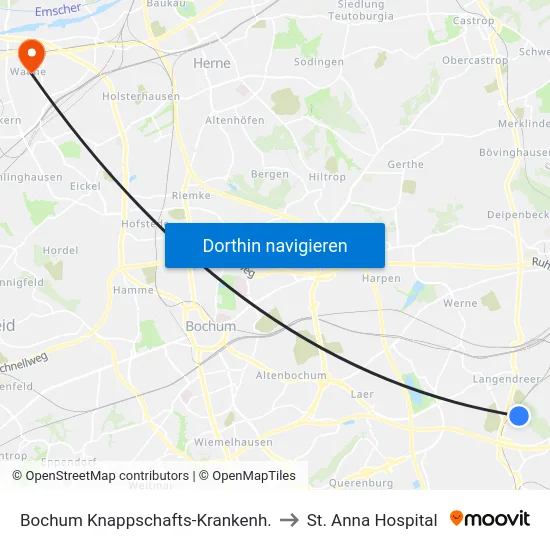 Bochum Knappschafts-Krankenh. to St. Anna Hospital map