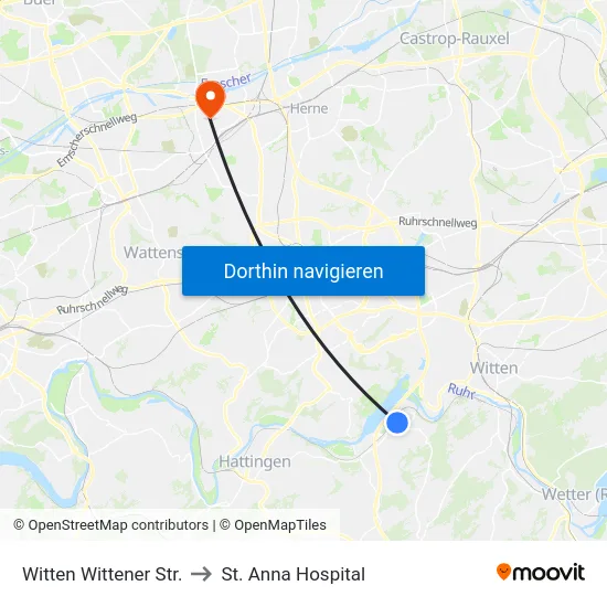 Witten Wittener Str. to St. Anna Hospital map