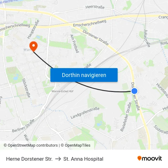 Herne Dorstener Str. to St. Anna Hospital map
