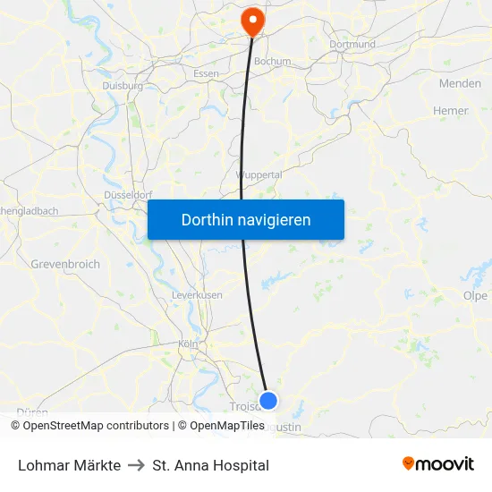 Lohmar Märkte to St. Anna Hospital map
