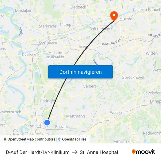 D-Auf Der Hardt/Lvr-Klinikum to St. Anna Hospital map