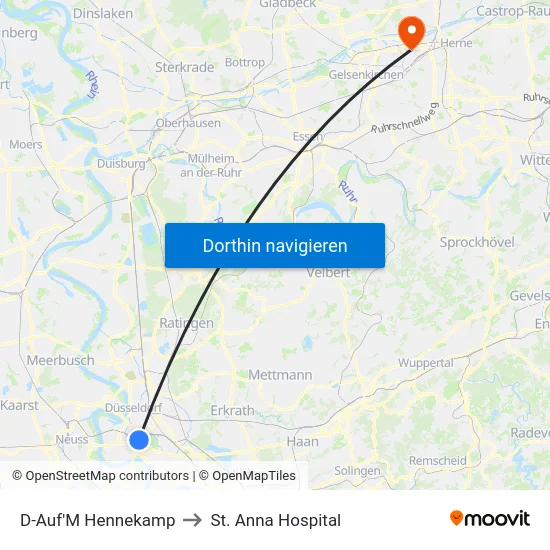 D-Auf'M Hennekamp to St. Anna Hospital map
