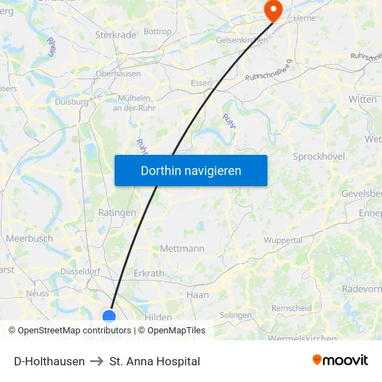 D-Holthausen to St. Anna Hospital map