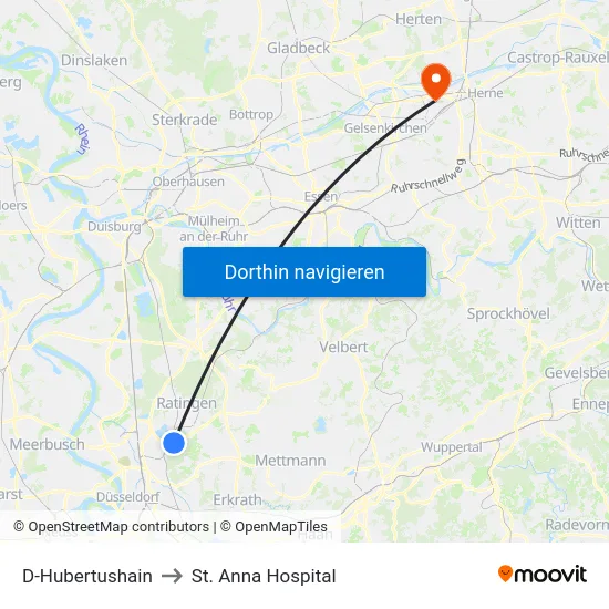 D-Hubertushain to St. Anna Hospital map