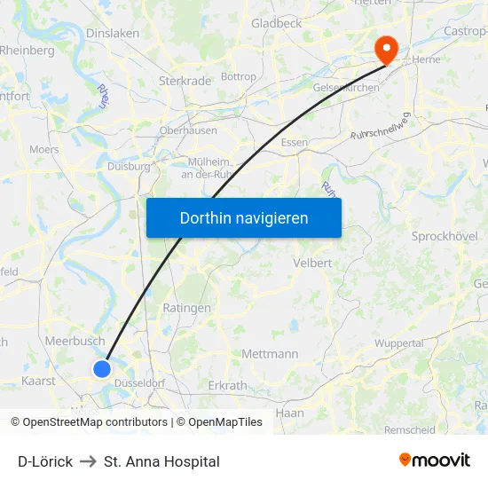 D-Lörick to St. Anna Hospital map