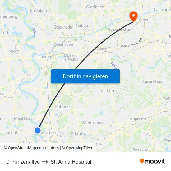 D-Prinzenallee to St. Anna Hospital map