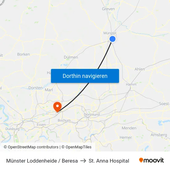 Münster Loddenheide / Beresa to St. Anna Hospital map