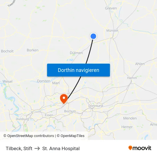 Tilbeck, Stift to St. Anna Hospital map
