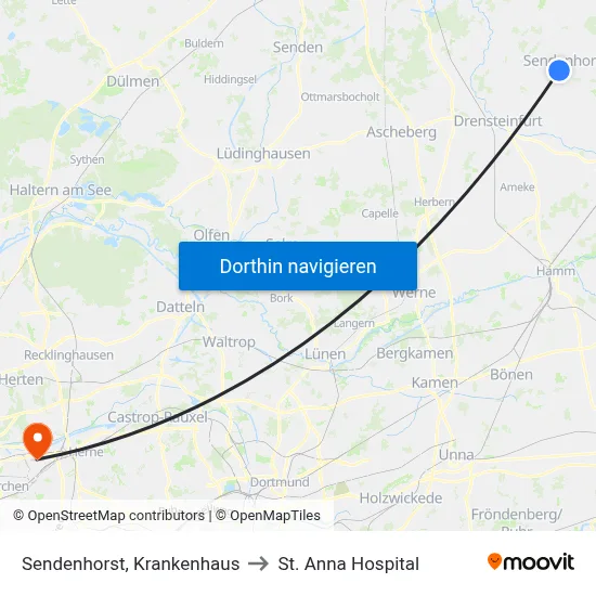 Sendenhorst, Krankenhaus to St. Anna Hospital map