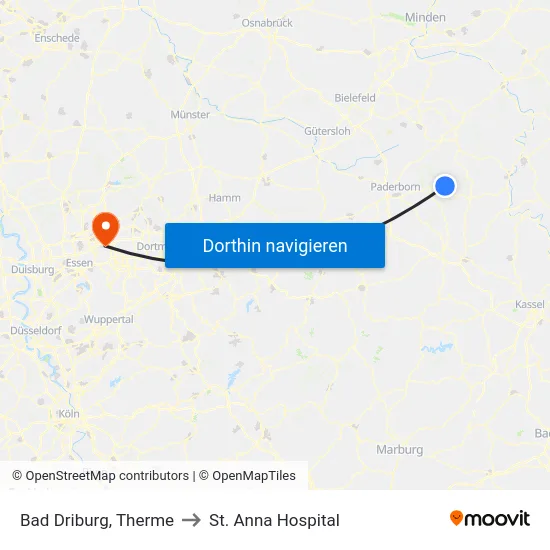 Bad Driburg, Therme to St. Anna Hospital map