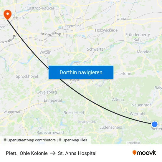 Plett., Ohle Kolonie to St. Anna Hospital map