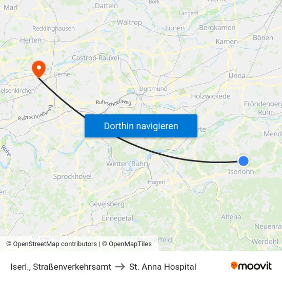 Iserl., Straßenverkehrsamt to St. Anna Hospital map