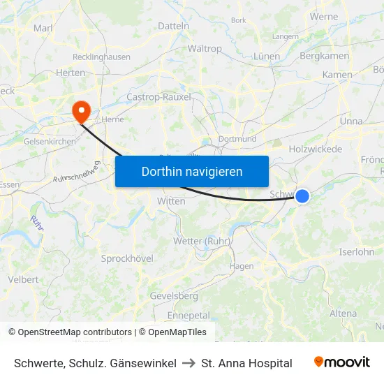 Schwerte, Schulz. Gänsewinkel to St. Anna Hospital map