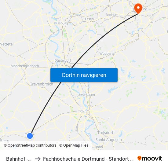 Bahnhof - Düren to Fachhochschule Dortmund - Standort Max-Ophüls-Platz map