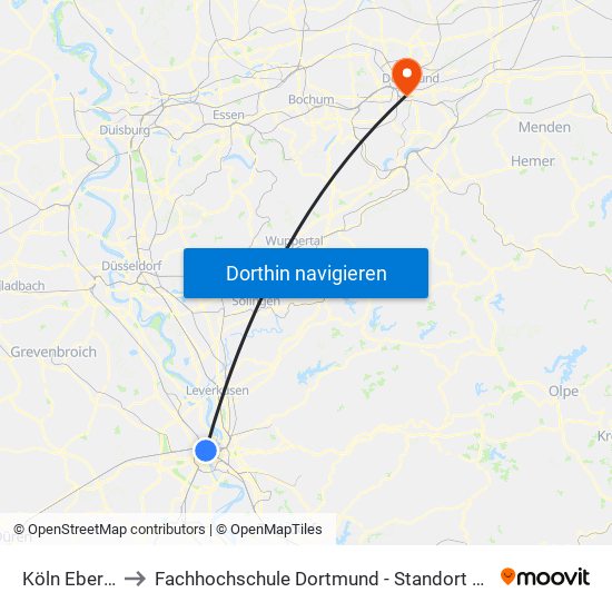 Köln Ebertplatz to Fachhochschule Dortmund - Standort Max-Ophüls-Platz map