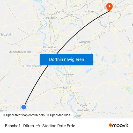 Bahnhof - Düren to Stadion Rote Erde map